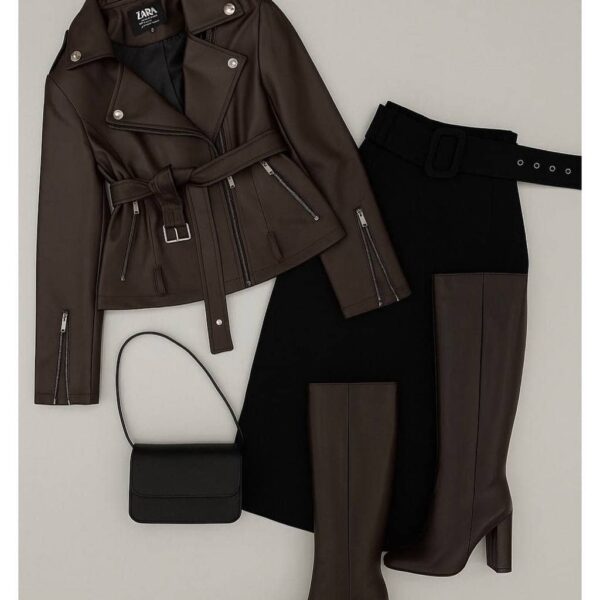 🦋 کت زنانه چرم کوتاه خانومی