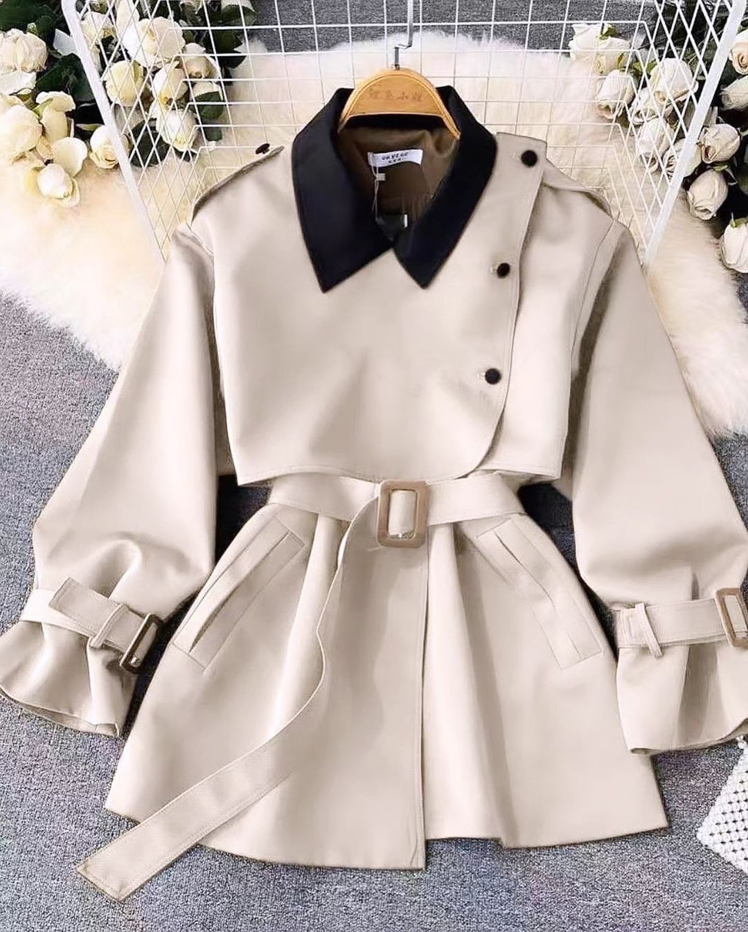 ❌ ترنچ کت کوتاه زنانه نیروانا ❌