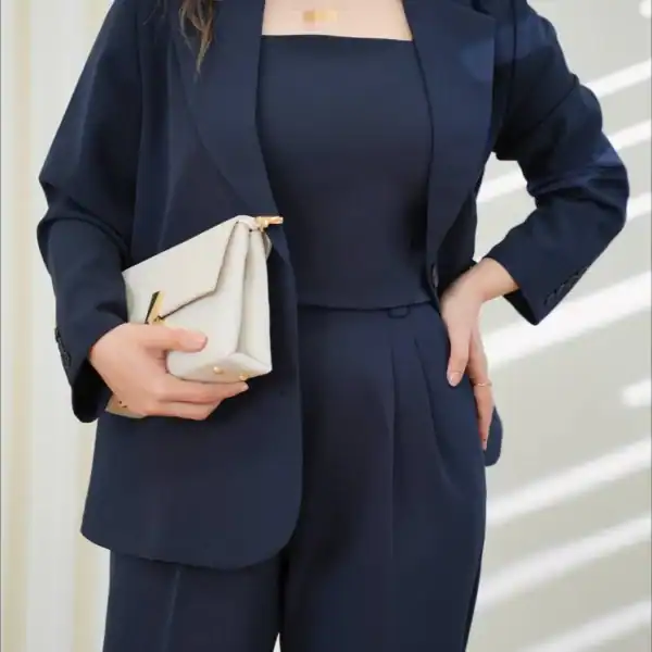 کت شلوار سه تیکه دخترانه ماهشید ✨ شامل کت، کراپ و شلوار