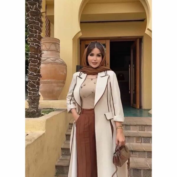 🍃 مانتو شلوار بلند زنانه مینیمال مدینا