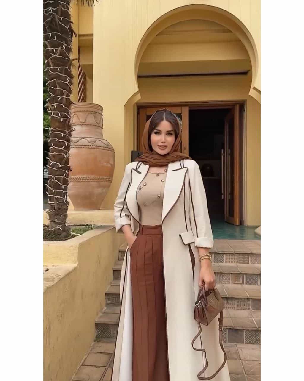 🍃 مانتو شلوار بلند زنانه مینیمال مدینا