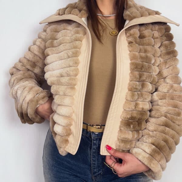 کت زنانه خز پله ای آستردار