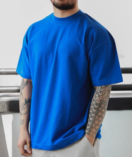 تیشرت باکسی آبی ایتالیایی مردانه