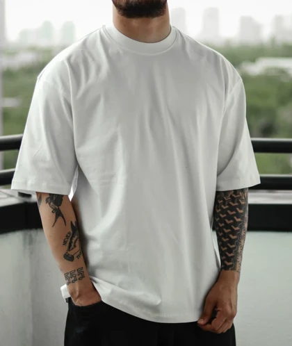 تیشرت باکسی سفید مردانه