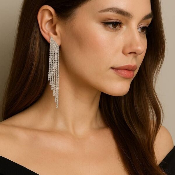 گوشواره زنانه جواهری اویزدار مدل میخی