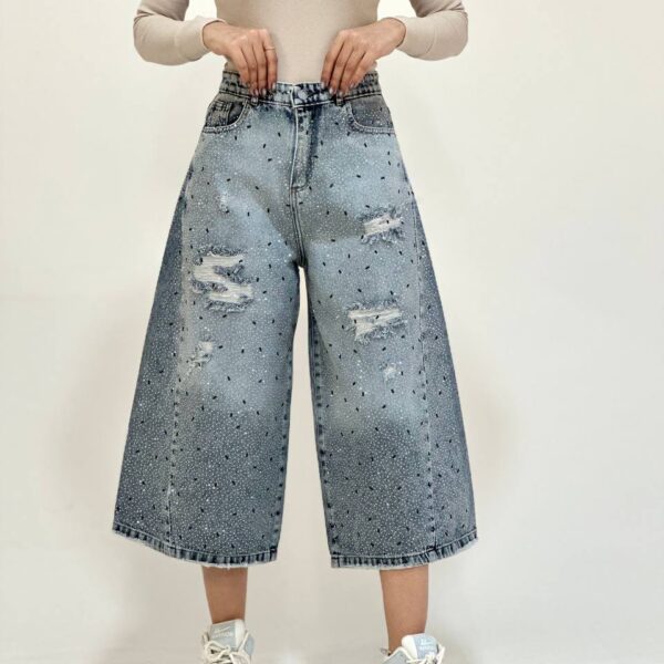 شلوار ایزی بگ زنانه فول نگین