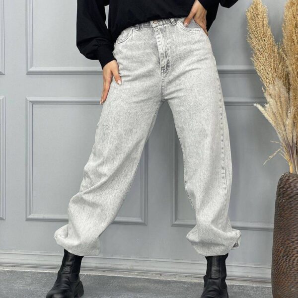 شلوار زنانه نیم بگ طوسی